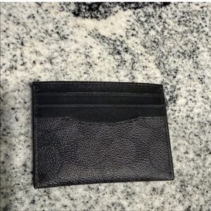 Coach Classic Black Leather Card Holder - Slim Unisex With ID Window